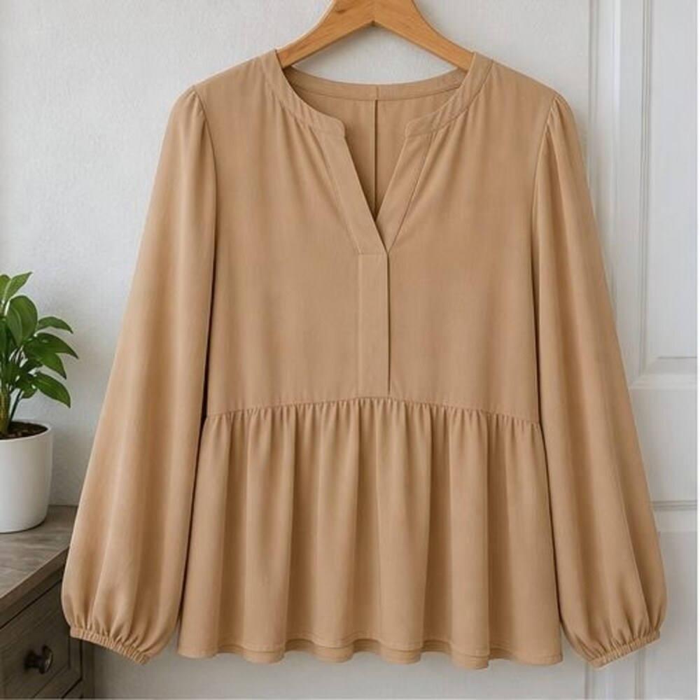 Camel Peplum Top